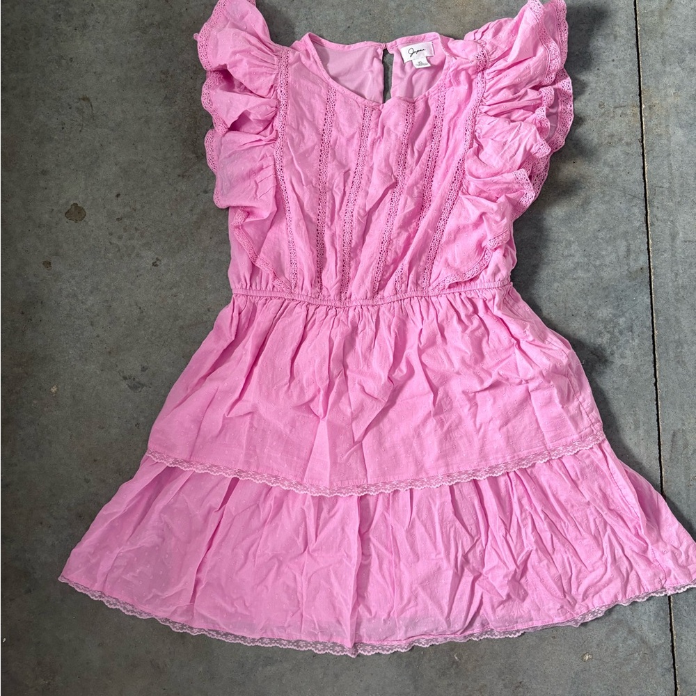 Japna Pink Ruffle Sleeve Tiered Dress